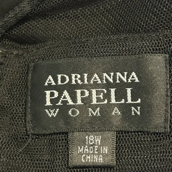 Adrianna Papell layered v neck Elegant Black Sleeveless Dress Sz 18W - Picture 6 of 10